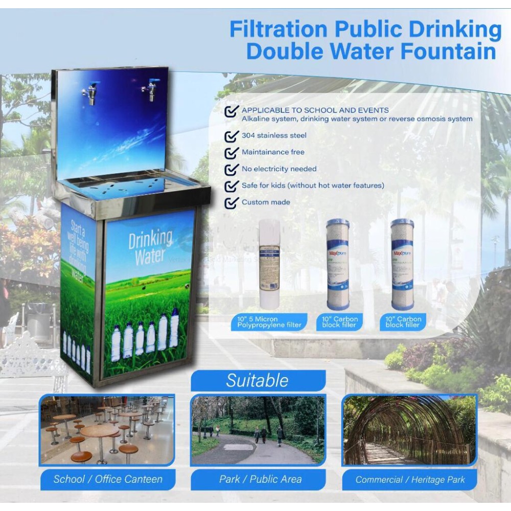 Four Tap Drinking Water Cooler With Water Filter (No Electricity Needed)